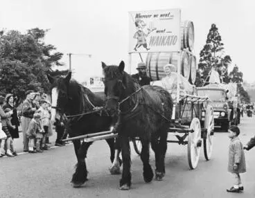 Waikato Breweries float in Hamilton centennial parade Image: Waikato Breweries float in Hamilton centennial parade