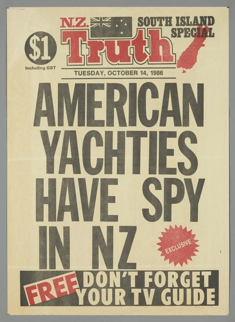 Image: "American yachties have spy in NZ Exclusive Free Don't forget your TV guide"
