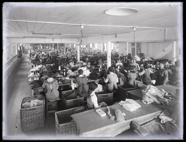 Image: Women working in factory, Hallenstein's clothing factory