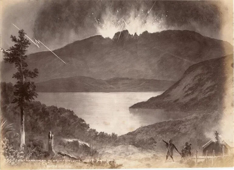 Image: Mount Tarawera in Eruption June 10 1886 as seen from Wairoa