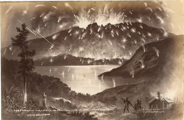 Image: Mount Tarawera in Eruption June 10 1886 as seen from Wairoa