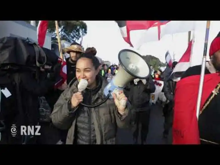 Image: Ihumātao hīkoi underway to Jacinda Ardern's electorate office