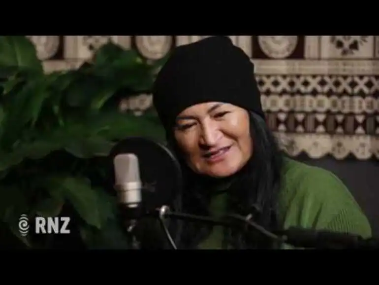 Image: Annie Crummer and her father sing for Cook Islands Language Week