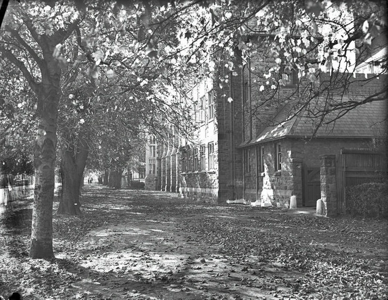 Image: Education. School. Christ's College Anglican Private School. Autumn. Dining Hall And the Canterbury Museum Frontages. Rolleston Avenue, Christchurch, Canterbury, New Zealand.