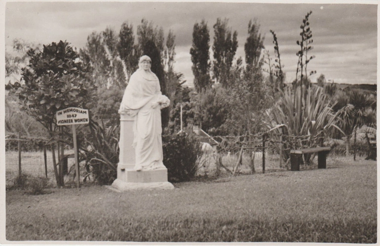 Image: A statue dedicated to pioneer women in the Garden Of Memories.