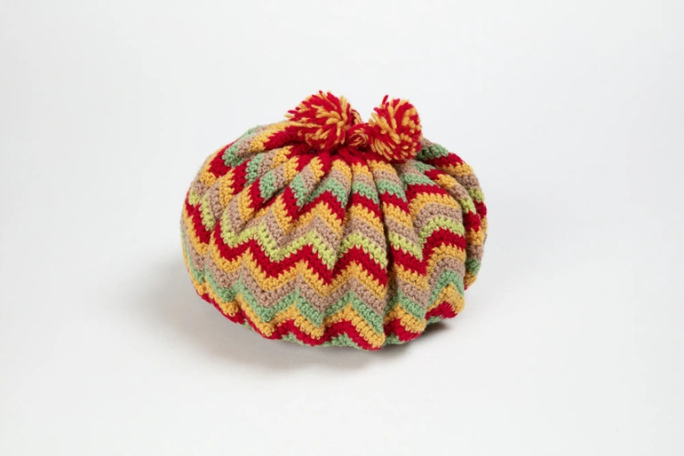Image: Tea Cosy, Crocheted Chevrons