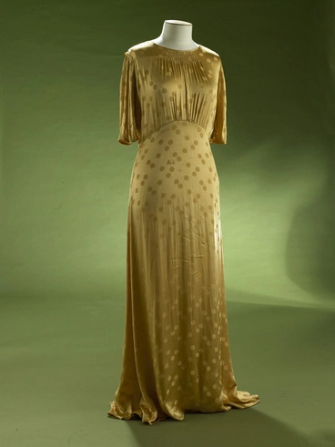 Dress; Gold evening dress Image: Dress; Gold evening dress