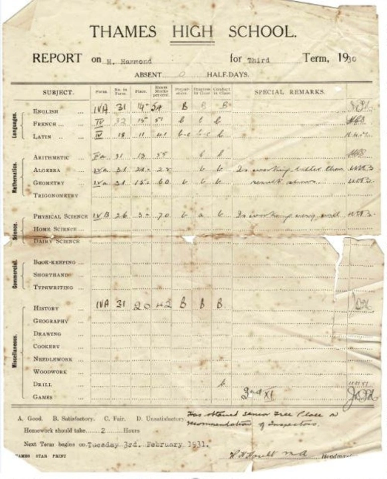 Image: Document, School Report