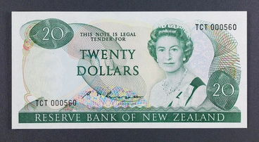 Reserve Bank of New Zealand 1981 Twenty Dollars Fourth Series Image: Reserve Bank of New Zealand 1981 Twenty Dollars Fourth Series