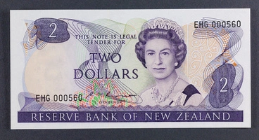 Reserve Bank of New Zealand 1981 Two Dollars Fourth Series Image: Reserve Bank of New Zealand 1981 Two Dollars Fourth Series