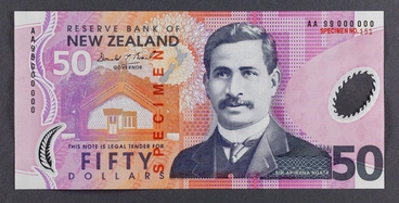 Image: Reserve Bank of New Zealand 2000 Fifty Dollars Sixth Series