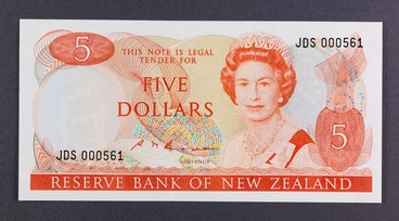Reserve Bank of New Zealand 1981 Five Dollars Fourth Series Image: Reserve Bank of New Zealand 1981 Five Dollars Fourth Series