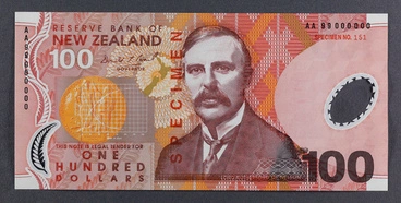 Reserve Bank of New Zealand 2000 One Hundred Dollars Sixth Series Image: Reserve Bank of New Zealand 2000 One Hundred Dollars Sixth Series