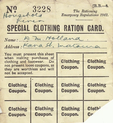 Image: Ration Card [Clothing]
