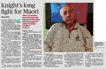 Image: Newspaper Article 2017 – Knight’s long fight for Maori (Hawke's Bay Today)