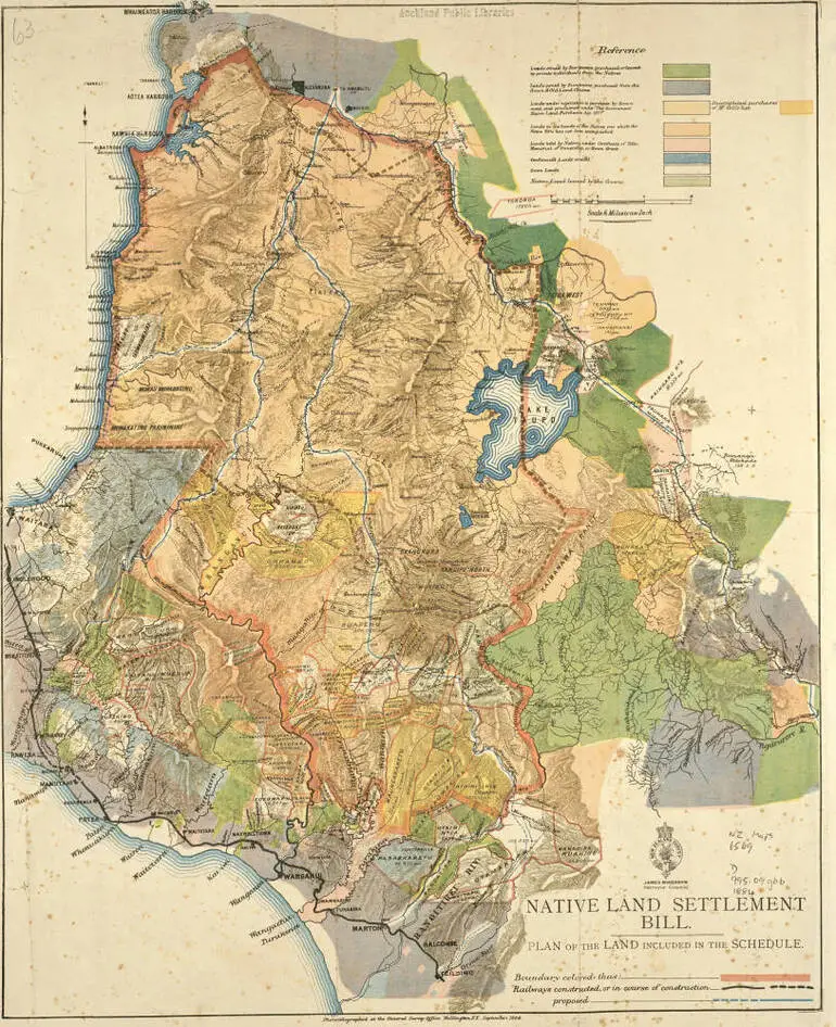 Image: Native Land Settlement Bill : plan of the land included in the schedule