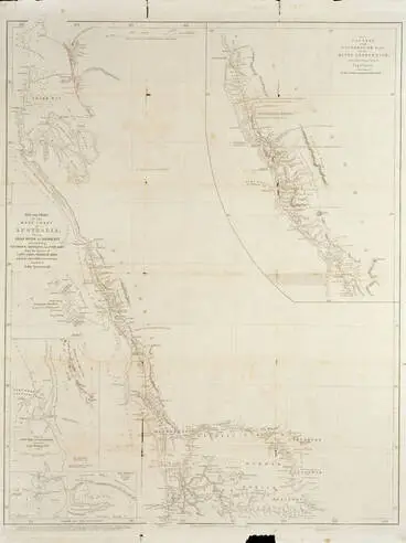 Image: Map and chart of the west coast of Australia from Swan River to Shark Bay including Houtman's Abrolhos and Port Grey from the Surveys of Capts. Grey, Wickham, King and from other official documents