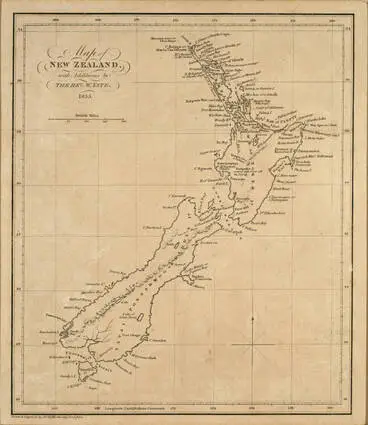 Image: Map of New Zealand with additions by the Rev. W. Yate.