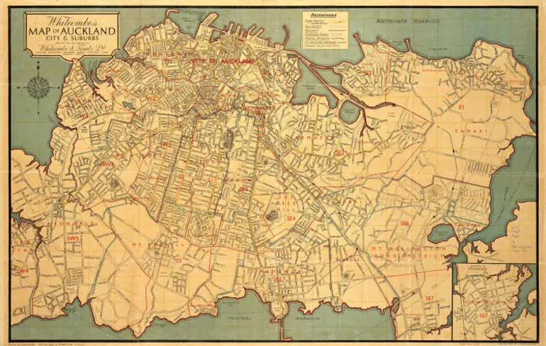 Image: Whitcombe's map of Auckland City and suburbs