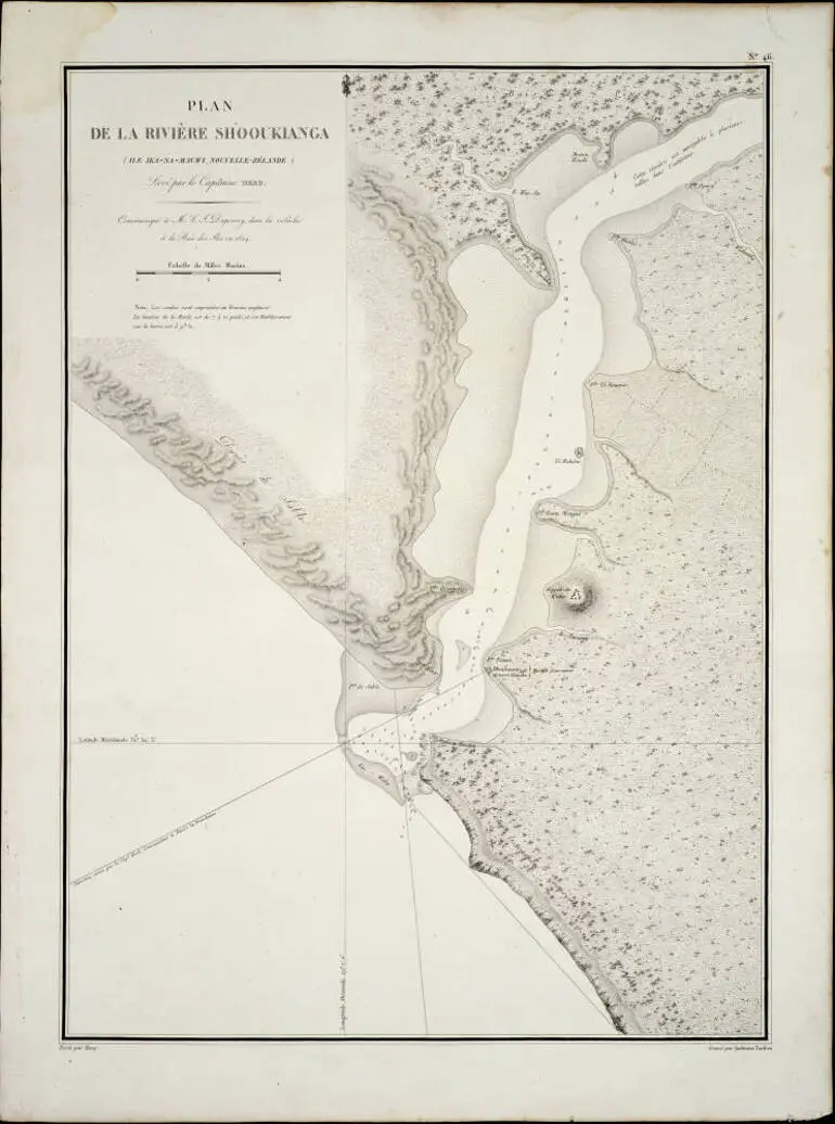 Image: Plan de la Riviere Shooukianga (Ile Ika-na-Mauwi, Nouvelle-Zelande) Leve par le Capitaine Herd