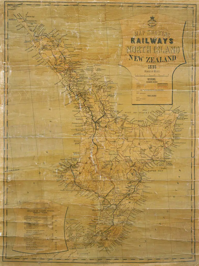 Image: Map showing railways, North Island, New Zealand