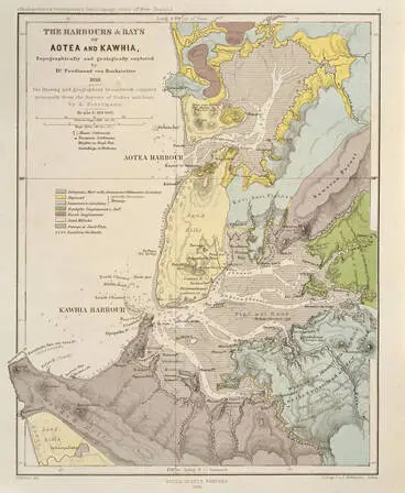 Image: The harbours and bays of Aotea and Kawhia, topographically and geologically explored by Dr Ferdinand von Hochstetter 1859