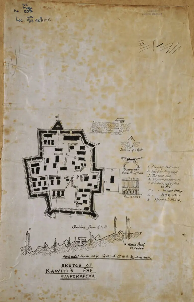 Image: Sketch of Kawiti's Pah Ruapekapeka