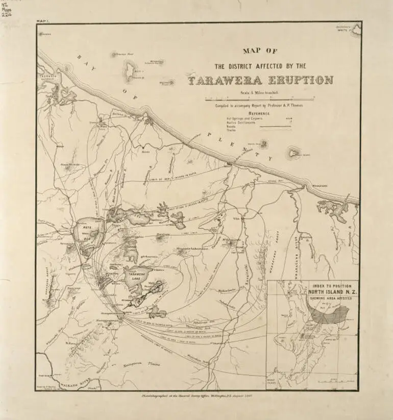 Image: Map of the district affected by the Tarawera eruption