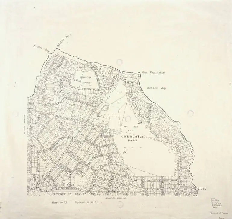 Image: Auckland City Council planning map, sheet No. 9A