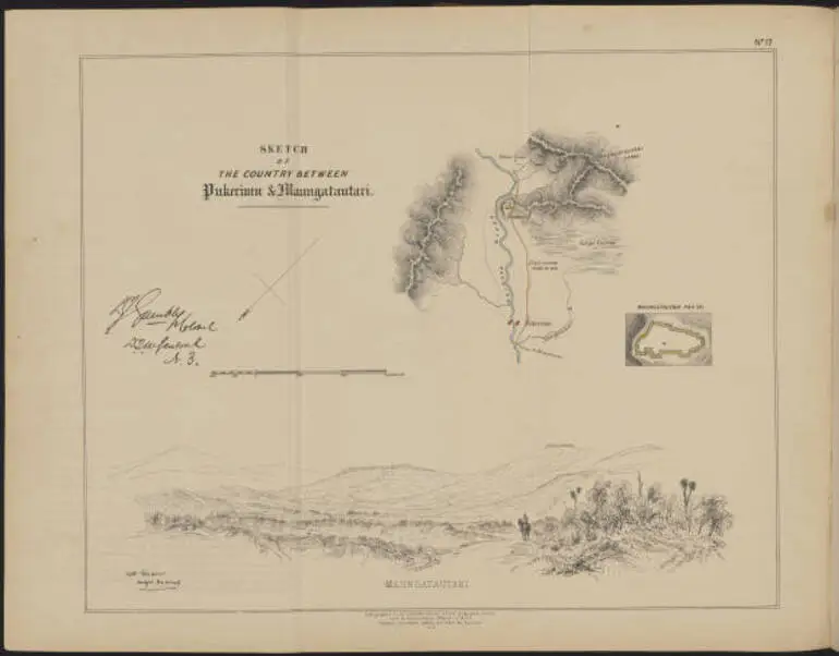 Image: Sketch of the country between Pukerimu & Maungatautari