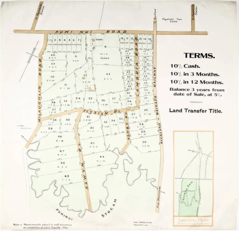 Image: Cambria Park Estate, Papatoetoe, 1912