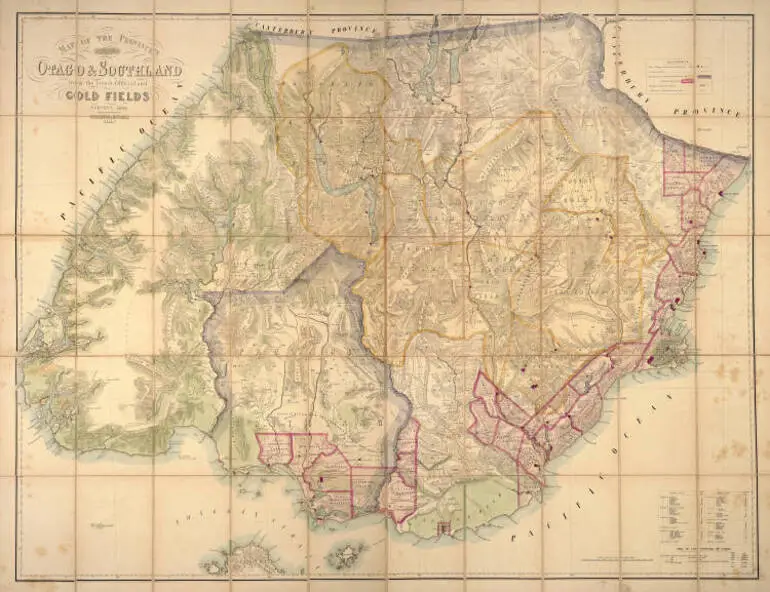 Image: Map of the provinces of Otago and Southland from the latest official and goldfields survey 1866