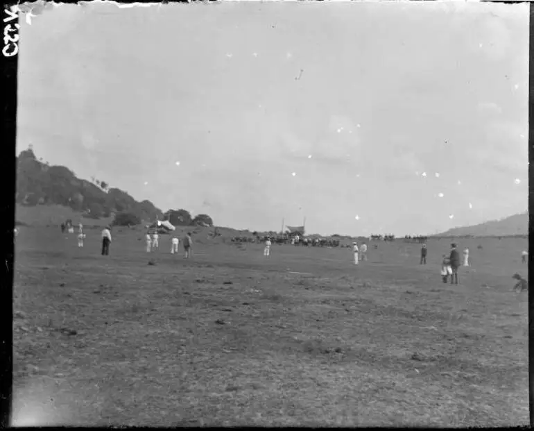 Image: Game of cricket on a country pitch, 1910s