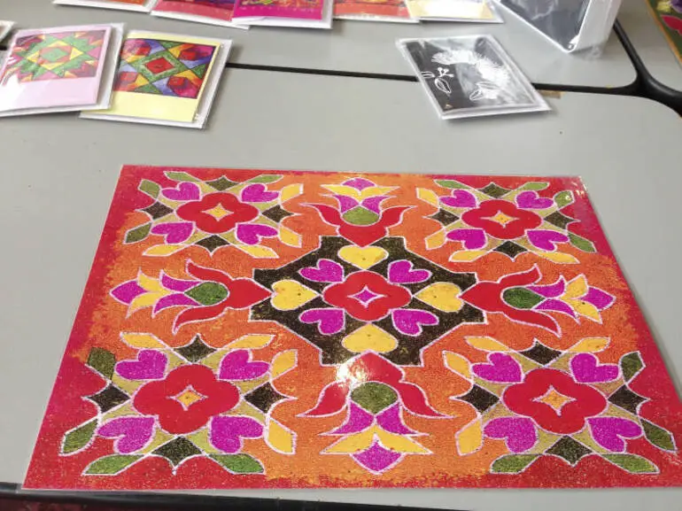 Image: Rangoli art on display at Diwali 2015.