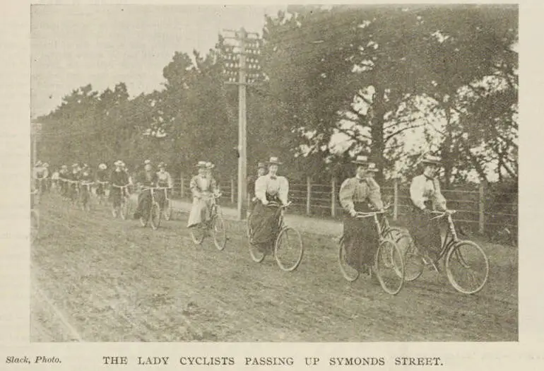 Image: The lady cyclists passing up Symonds street