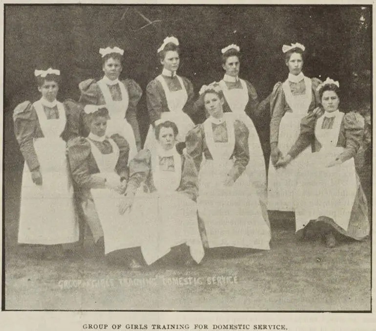 Image: Group of girls training for domestic service