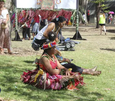 Image: Tuvalu performer, Pasifika Festival.