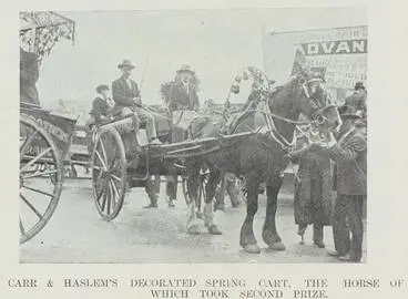 Image: Carr & Haslem's decorated spring cart, the horse of which took second prize