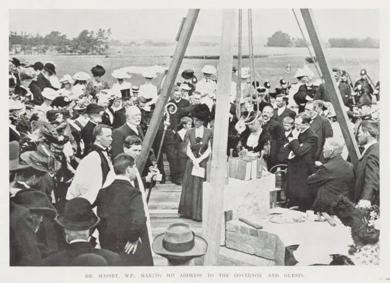 Image: Mr. Massey, M.P., making his address to the governor and guests