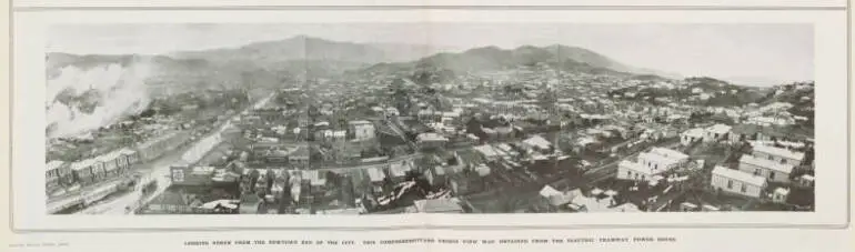 Image: Looking north from the Newtown end of the city. This comprehensive unique view was obtained from the electric tramway power house