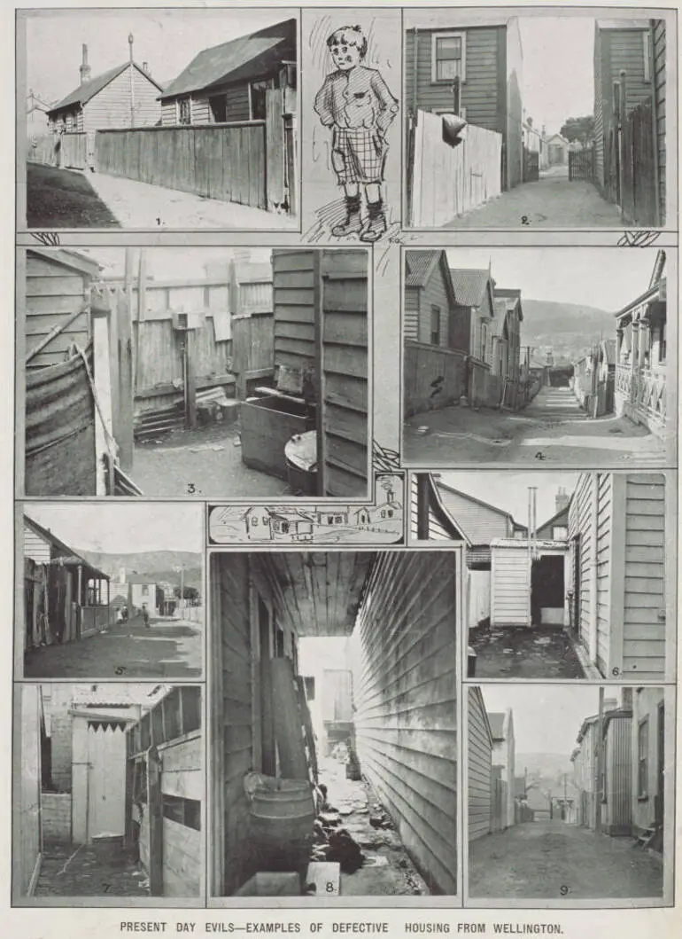Image: Present day evils - examples of defective housing from Wellington