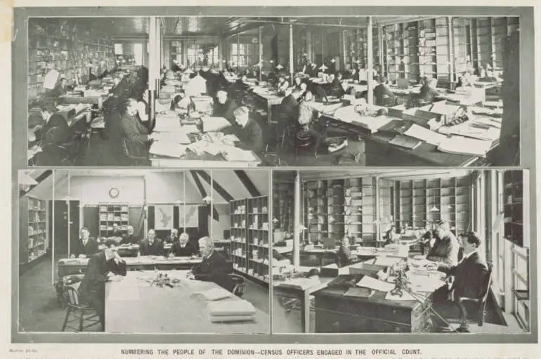 Image: Numbering the people of the Dominion - census officers engaged in the official count