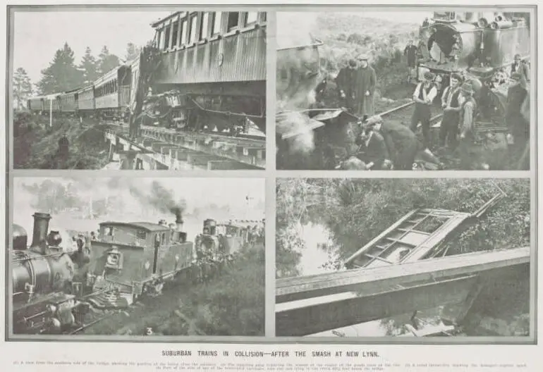 Image: Suburban trains in collision - after the smash at New Lynn