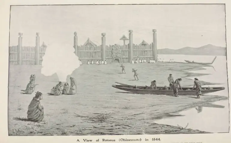 Image: A view of Rotorua (Ohinemutu) in 1844