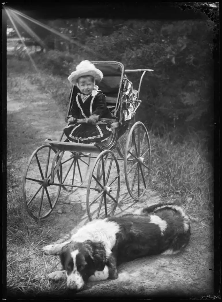 Image: Oswald Binns in a pram, 1890