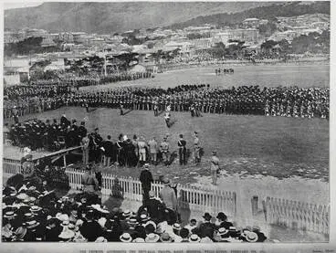 Image: The premier addressing the Imperial Troops, Basin Reserve, Wellington, February 9th, 1901