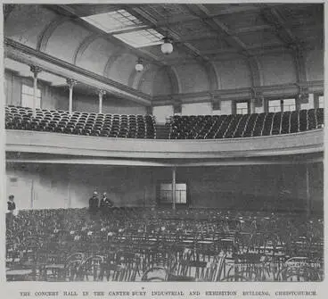Image: The concert hall in the Canterbury Industrial and Exhibition building, Christchurch