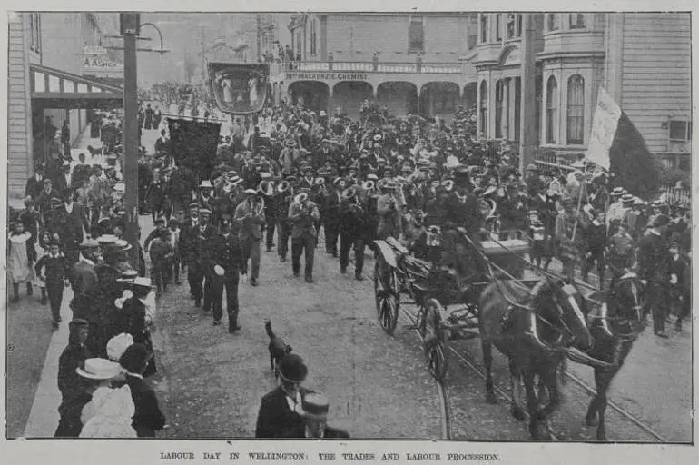 Image: Labour Day in Wellington; the trades and labour procession