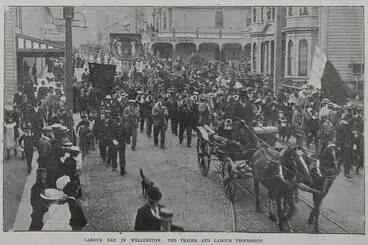 Image: Labour Day in Wellington; the trades and labour procession