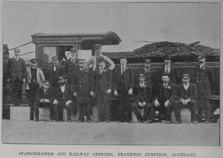 Image: Stationmaster and railway officers, Frankton Junction, Auckland